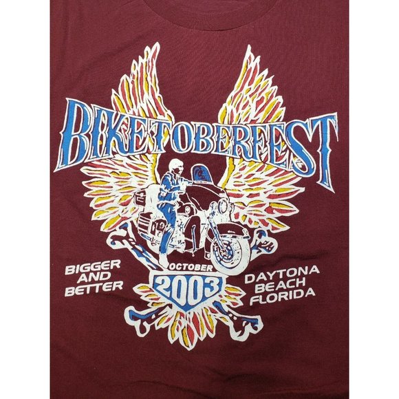 Biketoberfest Daytona Beach Mens T-Shirt Flames Graphic Print 2003 Size XXL - Picture 3 of 11